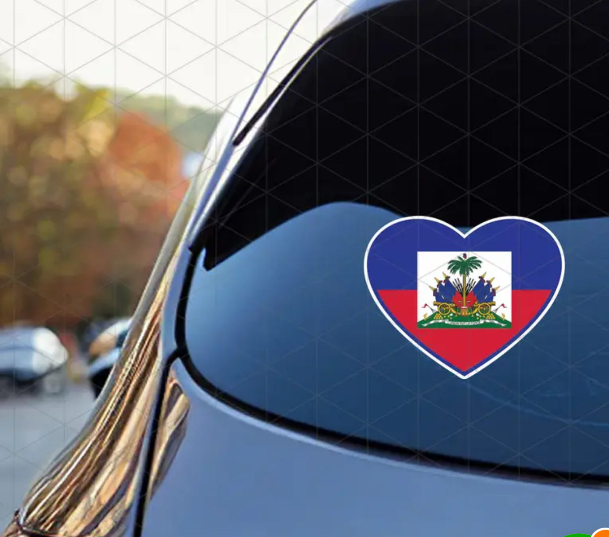 Haitian flag heart stickers