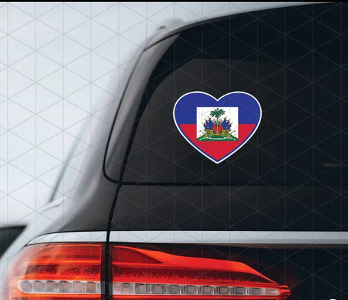 Haitian flag heart stickers
